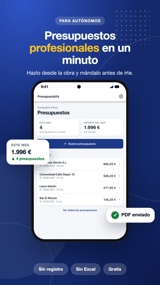 PresupuestoYa: captura 1